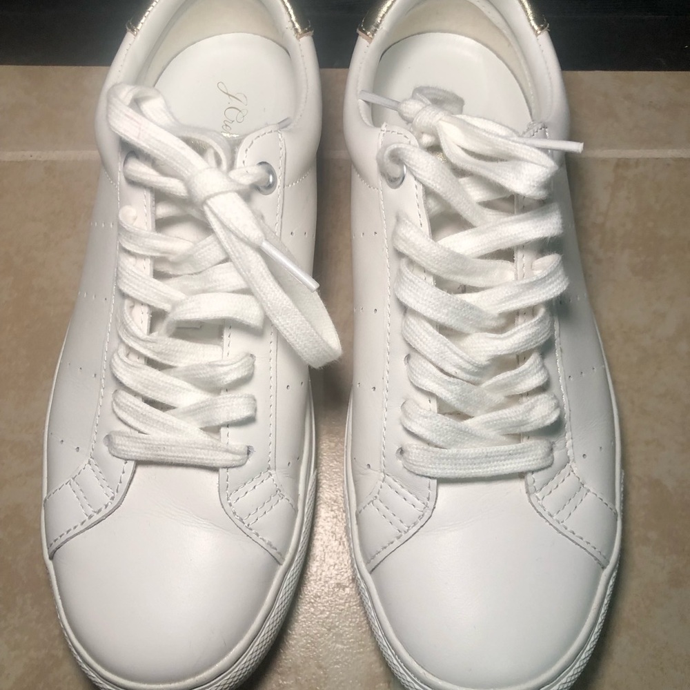 J. Crew White Leather Low-Top Sneakers
